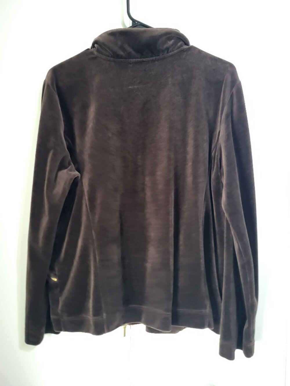 Lauren Ralph Lauren Womens XL Velour Zip Track Jacket Gold Trim y2k Brown - Picture 4 of 8